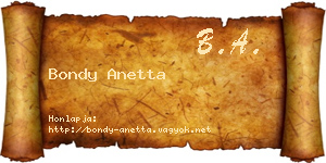 Bondy Anetta névjegykártya
